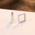 Simple Squared Hoop 925 Sterling Silver Stud Earrings